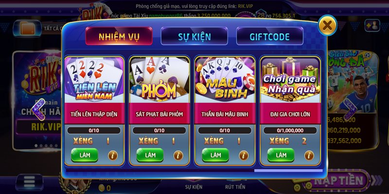 Thể thao Rikvip sở hữu kho tàng game chơi phong phú